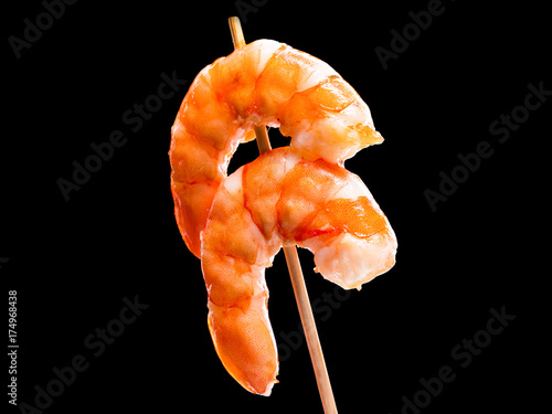 close up shot on shrimp on black background