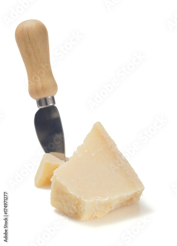 pieces of parmesan cheese on white