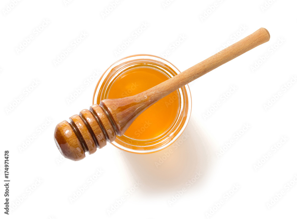 jar of honey on white background jar of honey on white background