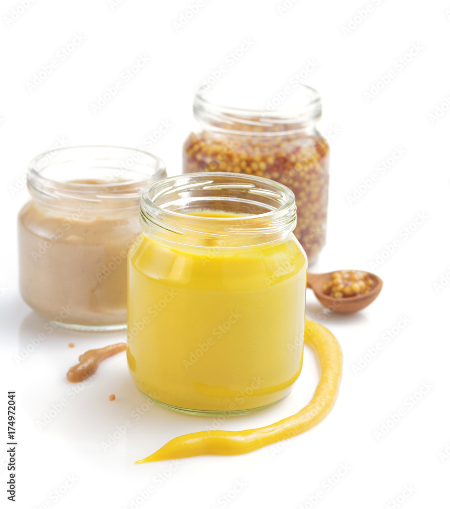 mustard sauce collection on white mustard sauce collection on white
