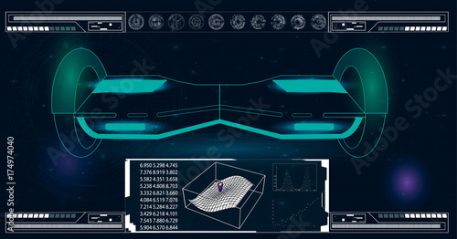 Futuristic user interface for GyroScooter. Abstract virtual graphic touch user interface. HUD. Hi-tech basic. white elements. UI hud infographic interface screen monitor radar set web elements