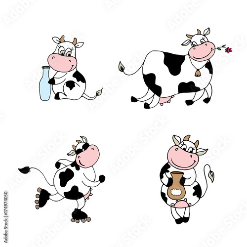 Cartoon cows,avatar or mascot,isolated on white background