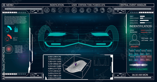 Futuristic user interface for GyroScooter. Abstract virtual graphic touch user interface. HUD. Hi-tech basic. white elements. UI hud infographic interface screen monitor radar set web elements