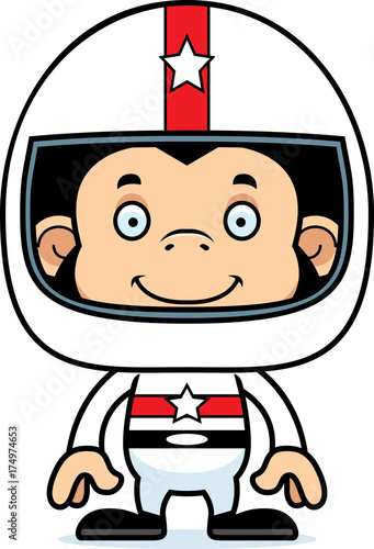 Cartoon Smiling Race Car Driver Chimpanzee