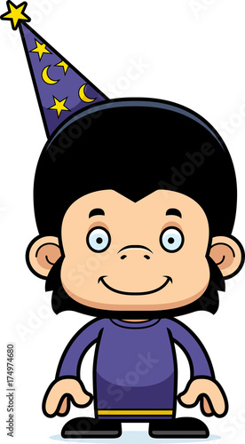 Cartoon Smiling Wizard Chimpanzee