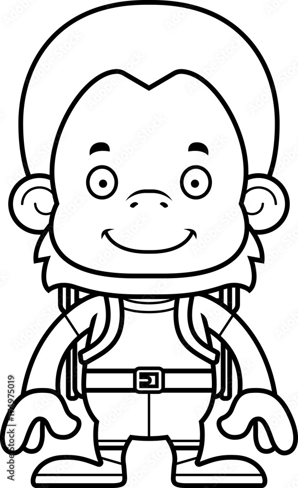 Cartoon Smiling Hiker Orangutan Cartoon Smiling Hiker Orangutan