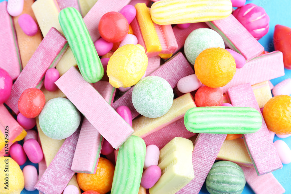 Fruit chewing gums background Fruit chewing gums background