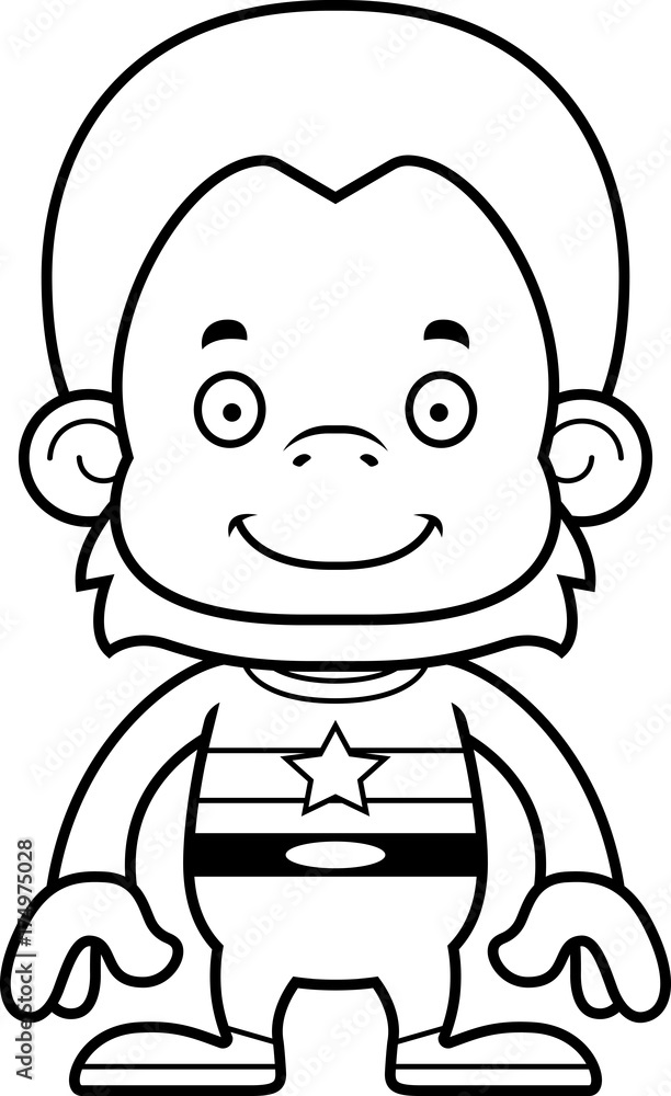 Cartoon Smiling Superhero Orangutan