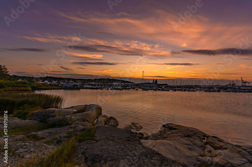 Εκτύπωση καμβά The colors after sunset as seen at nya varvet gothenburg sweden