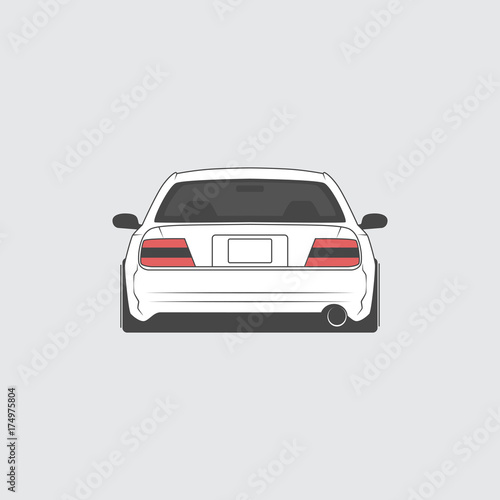 Vector sport japan car. Car sketch. Back view.