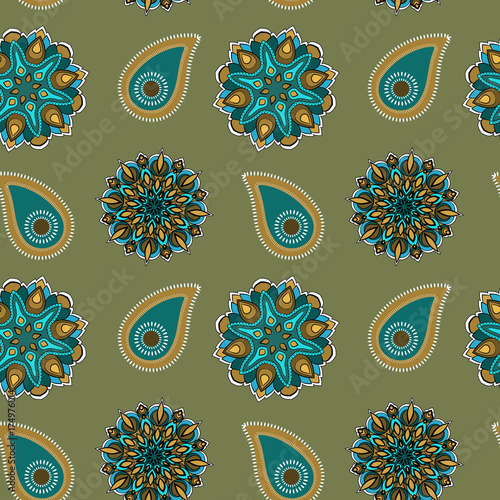 Seamless pattern. Beautiful floral motif. Background in oriental style.