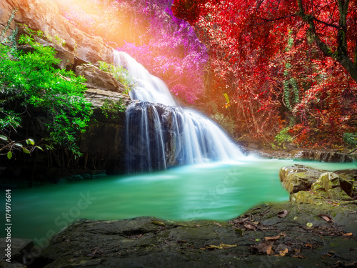 Fototapeta Naklejka Na Ścianę i Meble -  Jungle landscape with wonderful waterfall