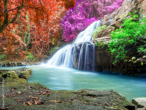 Fototapeta Naklejka Na Ścianę i Meble -  Jungle landscape with wonderful waterfall