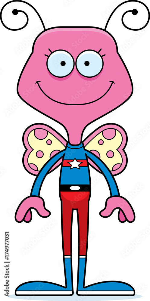 Obraz premium Cartoon Smiling Superhero Butterfly