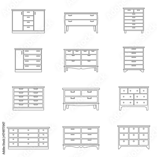 Set of chests of drawers, vector illustration