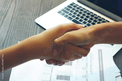 Shaking hand success deal, business concept. photo