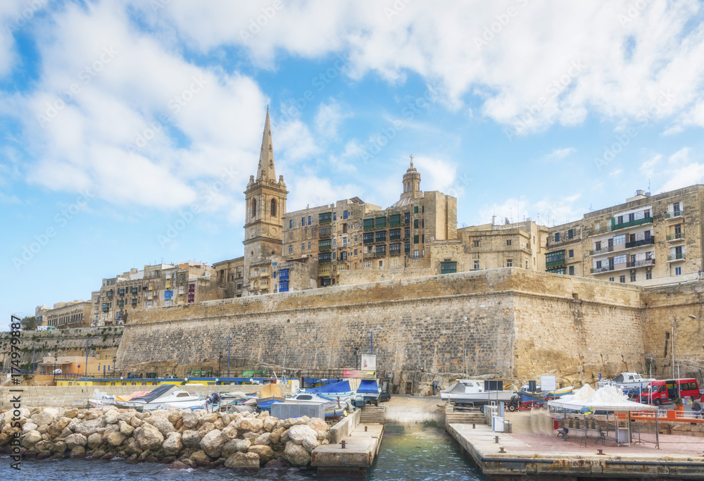 A pier at Old Valletta. Republic of Malta.