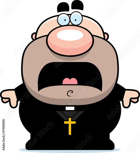 Scared Cartoon Priest