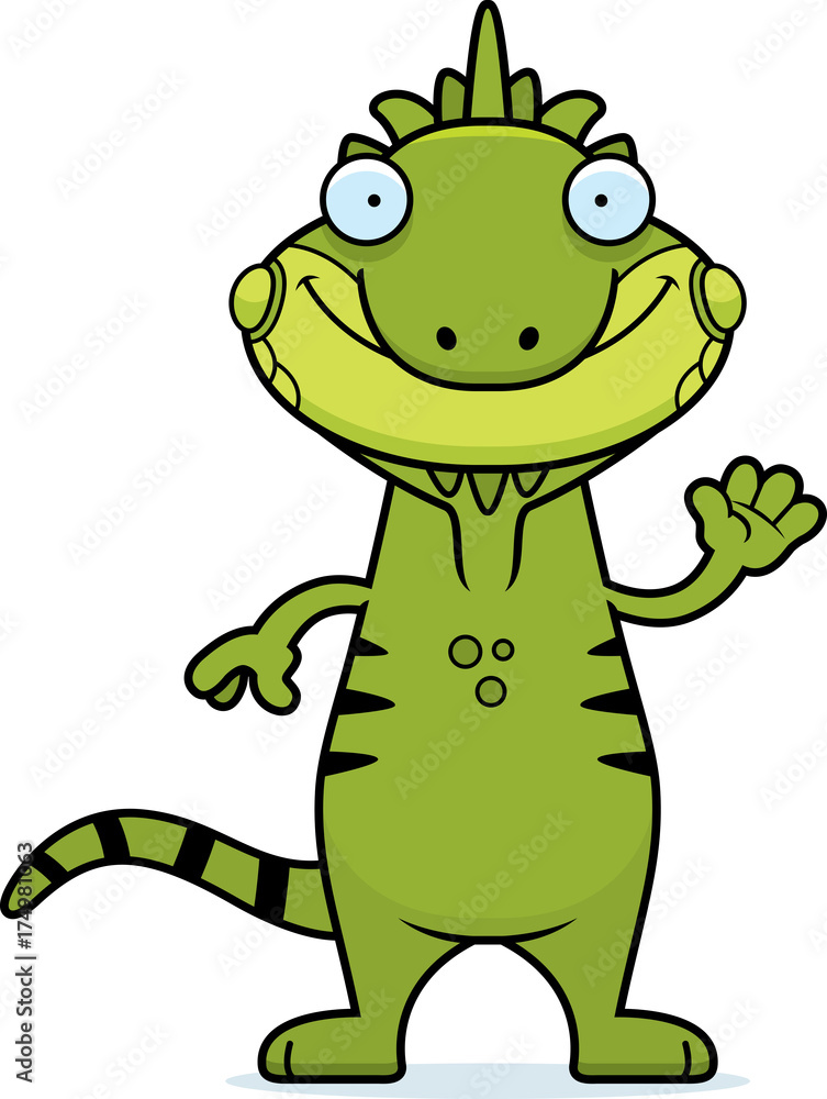 Fototapeta premium Cartoon Iguana Waving