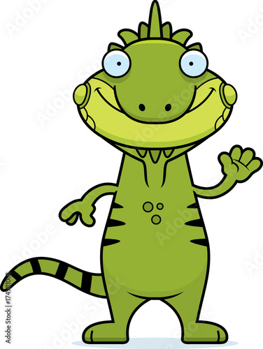 Cartoon Iguana Waving