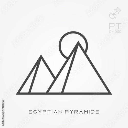 Line icon egyptian pyramids