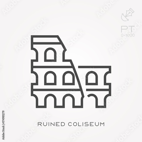 Line icon ruined coliseum