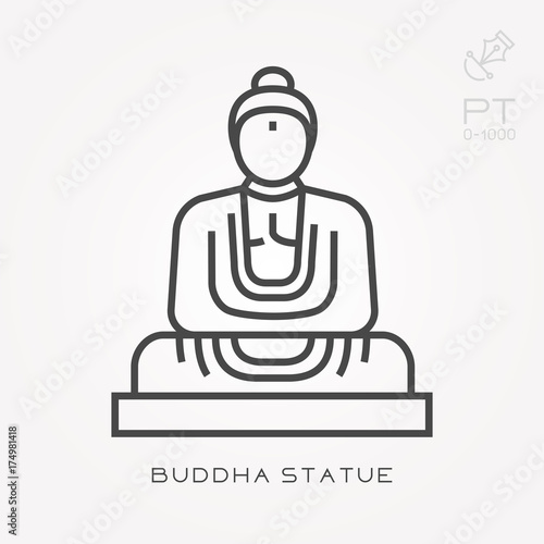 Line icon buddha statue