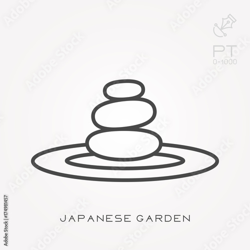 Line icon Japanese garden