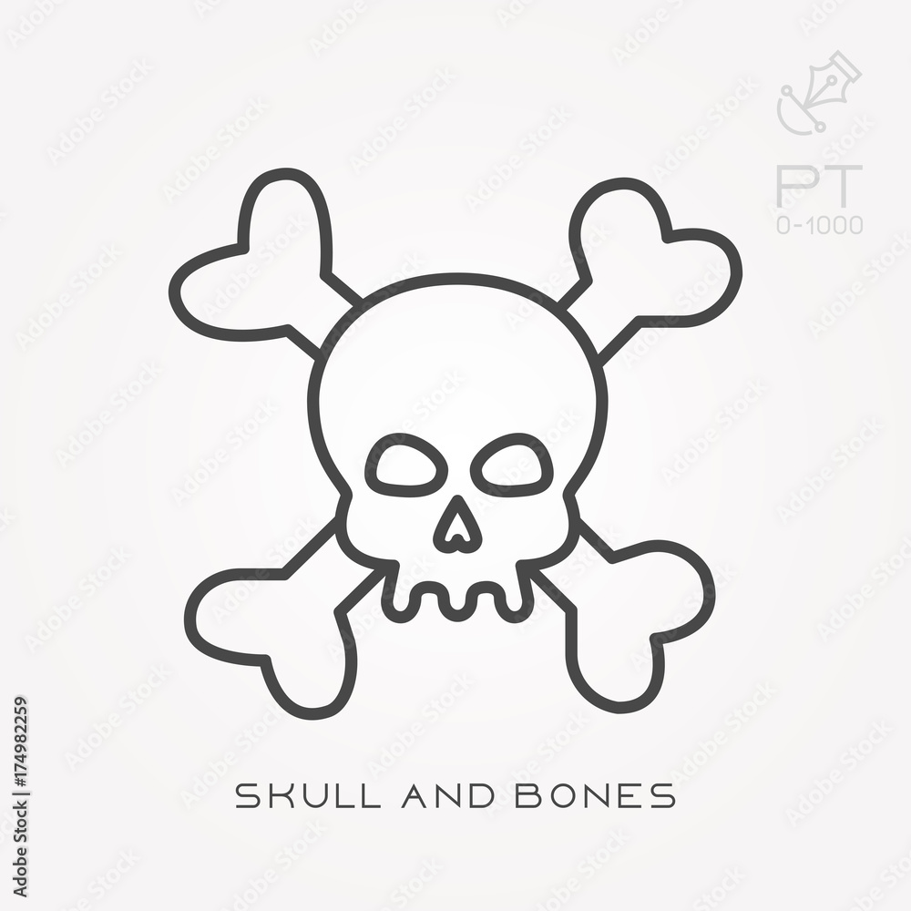 Line icon skull and bones Line icon skull and bones