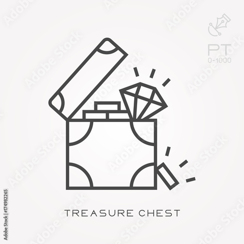 Line icon treasure chest