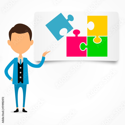puzzle panel with business man