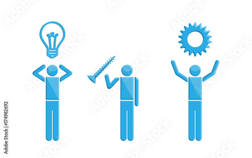 People with inventions business symbol, vector