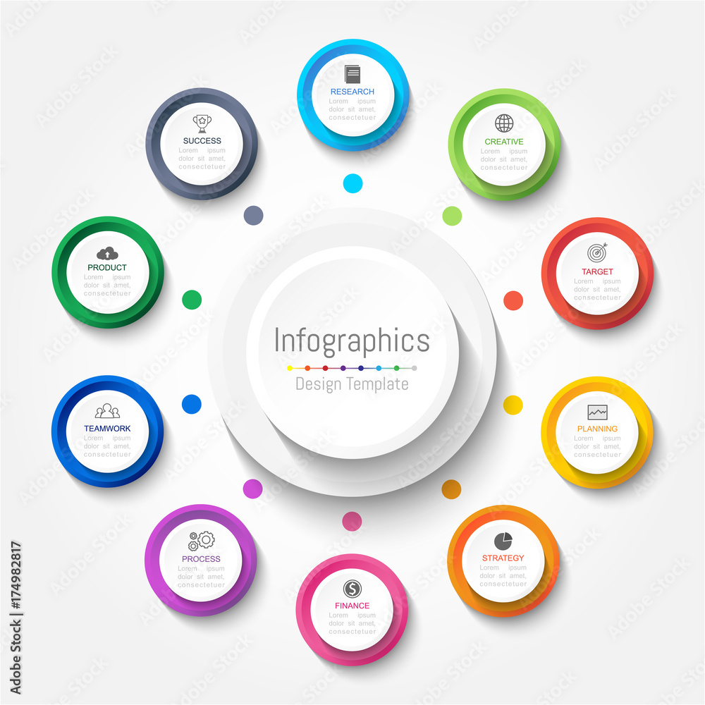 Infographic design elements for your business data with 10 options, parts, steps, timelines or processes. Vector Illustration. Infographic design elements for your business data with 10 options, parts, steps, timelines or processes. Vector Illustration.