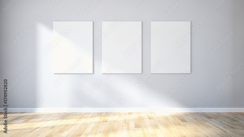 Modern bright living room, white wall. 3D rendering Modern bright living room, white wall. 3D rendering