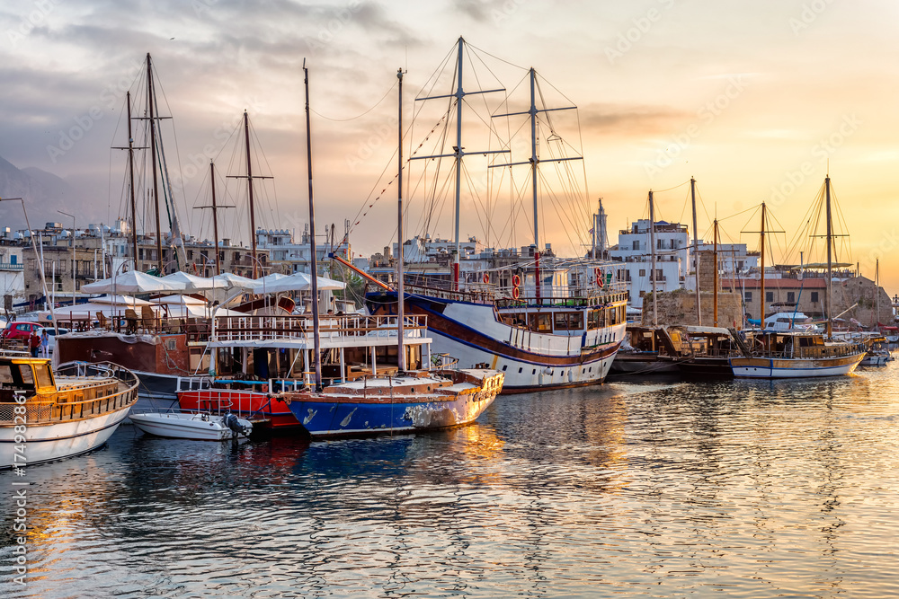 Boats in the harbour of Kyrenia (Girne). Cyprus