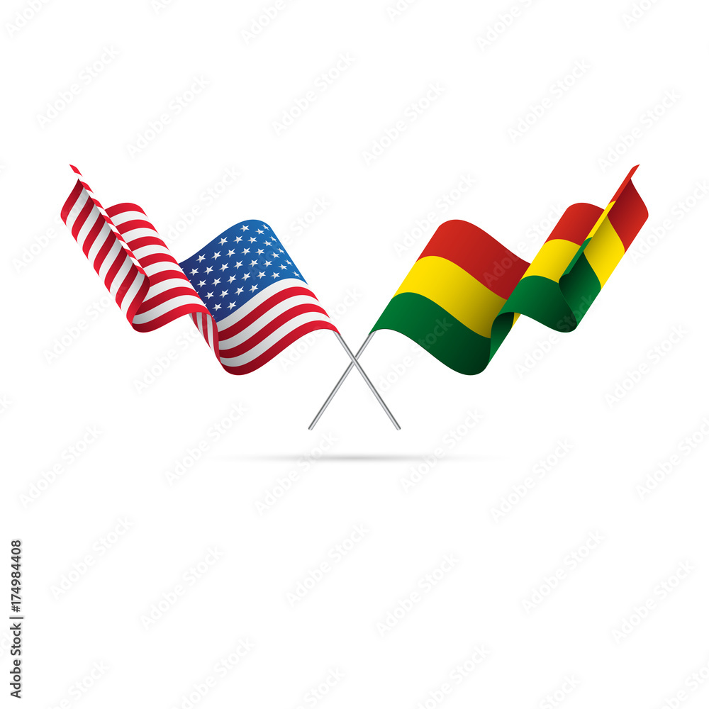 USA and Bolivia flags. Vector illustration. USA and Bolivia flags. Vector illustration.