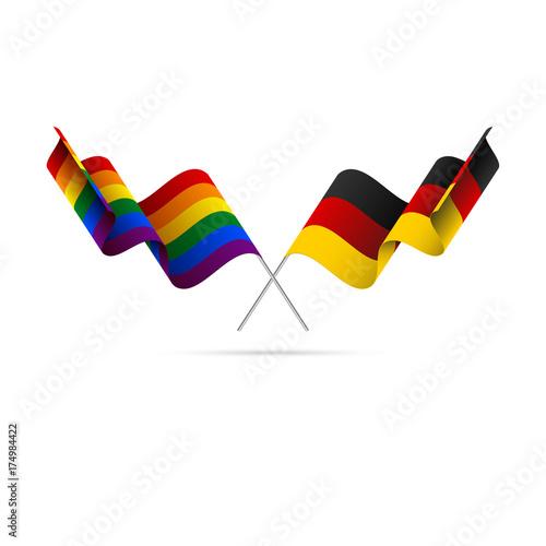 LGBT and Germany flags. Rainbow flag. Vector illustration.