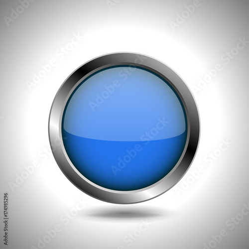 Free Download Blue round button with chrome frame - GFXLoad