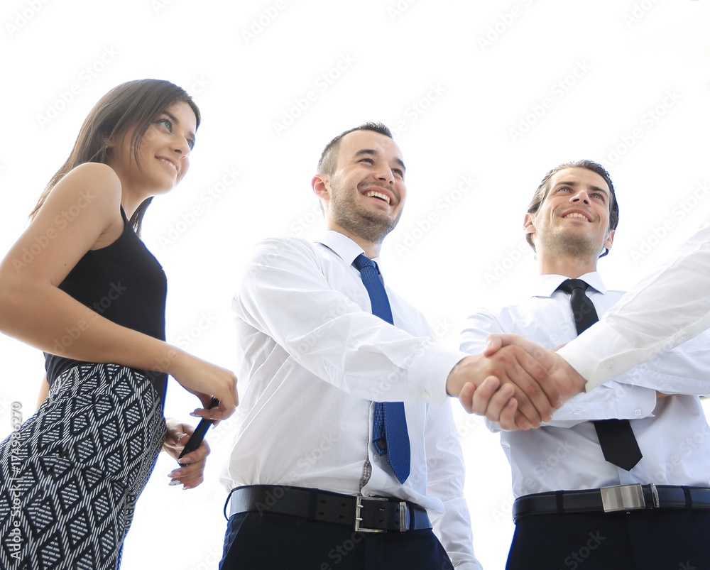 bottom view.handshake business colleagues. bottom view.handshake business colleagues.