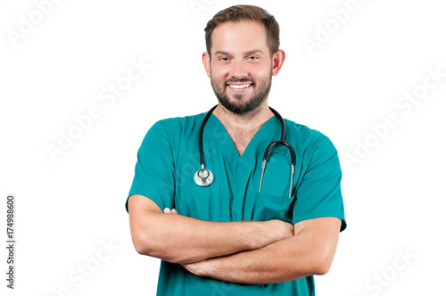 Male doctor with stethoscope. Healthcare