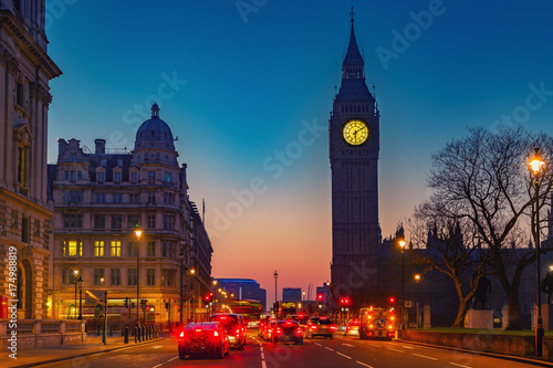 Night traffic near Big Ben in London © sborisov