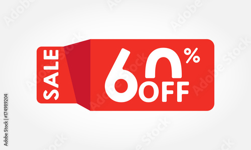 60% off. Sale and discount tag with 60 percent price off icon. Vector illustration.