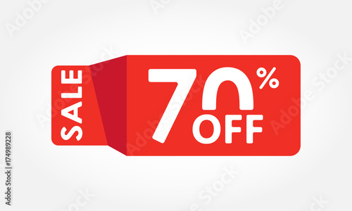 70% off. Sale and discount tag with 70 percent price off icon. Vector illustration.