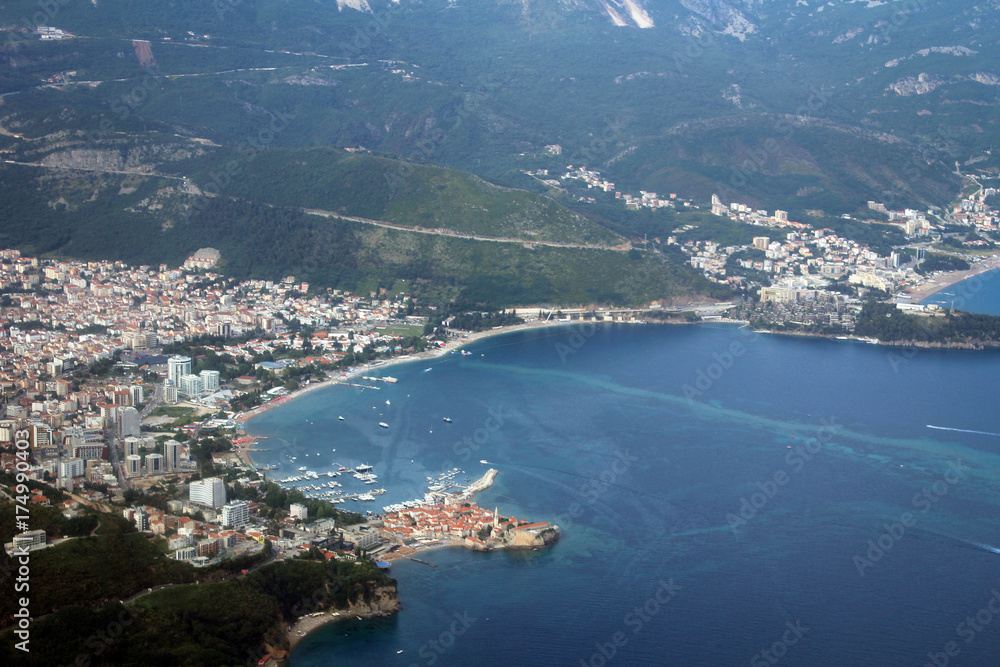 Adriatic Sea coast of Montenegro view from air