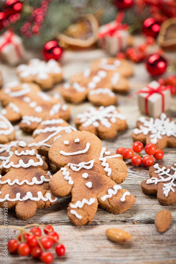Christmas background on wooden Christmas background on wooden