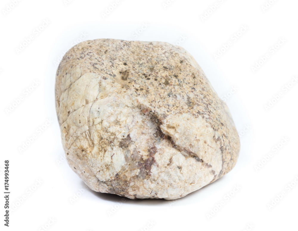 Single natural stone on white background, close-up Single natural stone on white background, close-up
