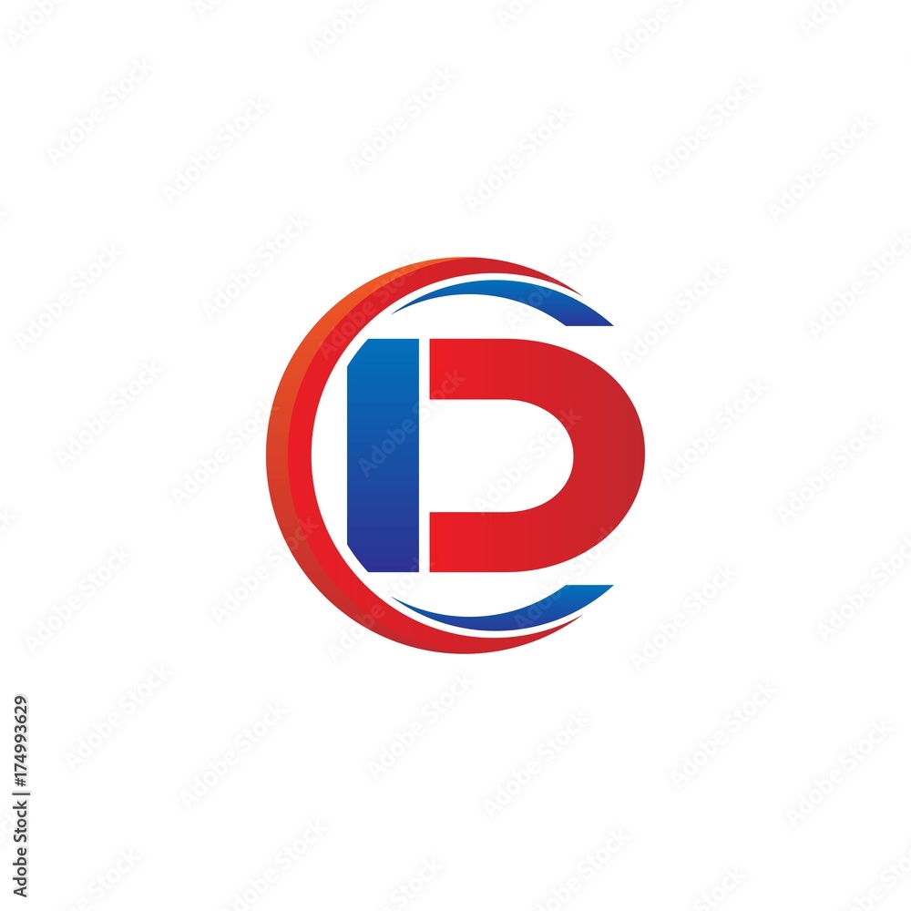 id logo vector modern initial swoosh circle blue and red id logo vector modern initial swoosh circle blue and red