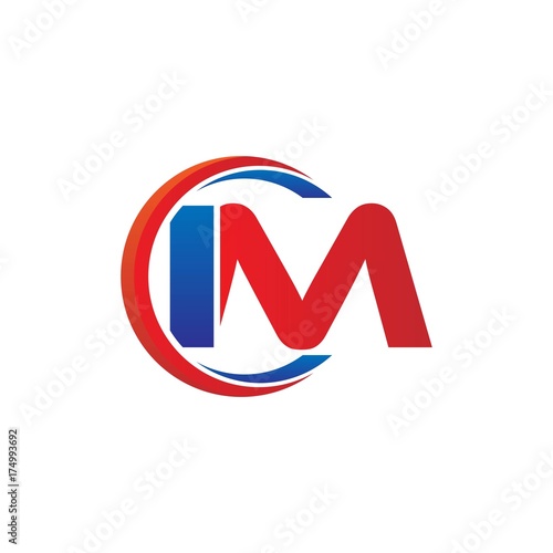 im logo vector modern initial swoosh circle blue and red