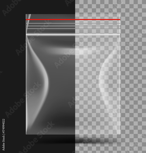 Transparent sealed plastic bag Vector illustration