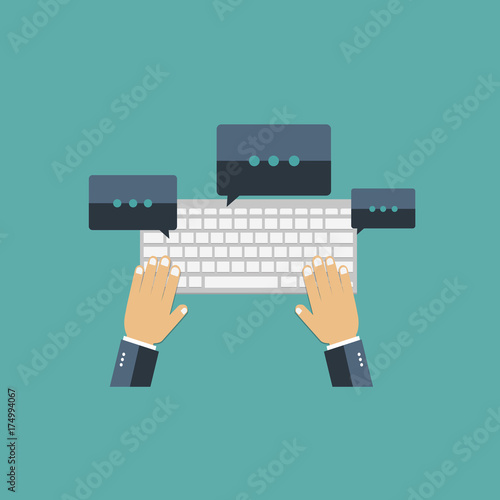 Communication, work, writing concept. Flat vector illustration.